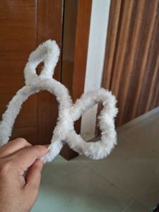 White Faux Fur Dupatta Scarf