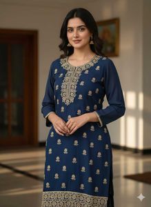 Elegant Blue Embroidered Kurta