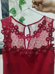 laced maroon peplum top for woman