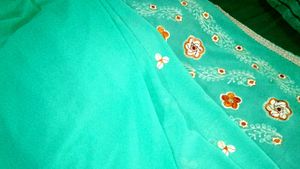 Beautiful Teal Saree with Embellished Border
