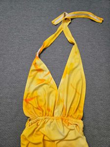 Yellow Tie-Dye Halter Dress