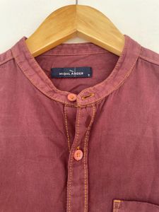 Highlander Maroon Band Collar Shirt