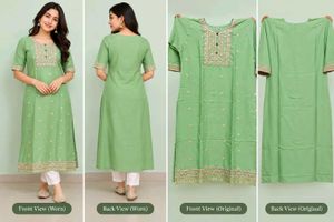 Elegant Embroidered Kurta with White Pants