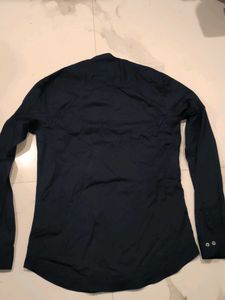 Men's Dark Blue Band Collar Shirt