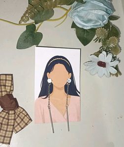 Dangling Bar &amp; Stone Drop Earrings