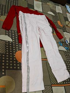 Red Casual Top &amp; Pink Pants Set