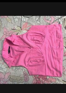 Bright Pink Sleeveless Collared Top