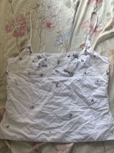 White Embellished Cami Top