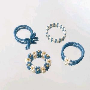 Set of 4 Beaded Rings