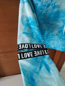 Blue Tie Dye Crop Top Hoodie