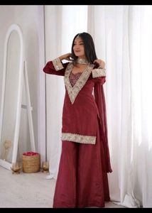 trendy Beautiful Maroon Kurta Set