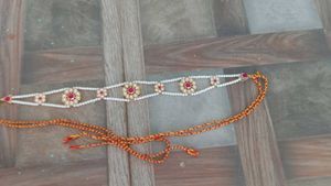 sis patti rajputi Elegant Pearl & Ruby Kamarbandh
