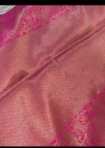 Elegant Cream &amp; Pink Banarasi Silk Saree