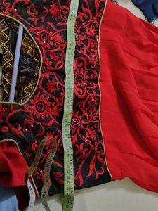 long embroidered kurta with mirror work