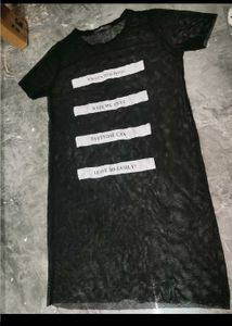 Sheer Mesh T-Shirt Dress 32-34-36 tk ko
