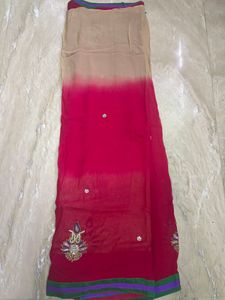 Pure Georgette dual shade saree used gently