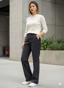 Crocodile Casual Wide Leg Cottrage Trousers