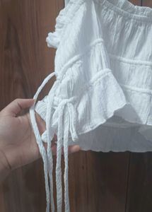 White Ruched Crop Top