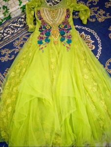 Elegant Green Embellished Ethnic Gown