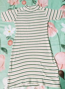 Casual Striped Knee Length Dress | Stretchable Fit
