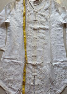 Elegant White Embroidered cutwork tunic