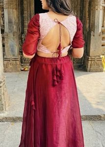 Maroon &amp; Pink Lehenga Choli Set