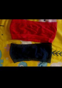 Comfortable Red &amp; Black Bandeau Bra Set