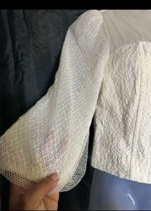 Elegant White Textured Blouse