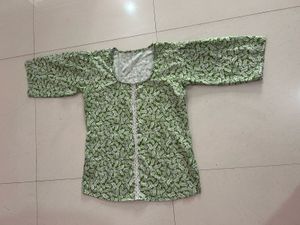 Green Leaf Print Kurta Top
