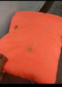 Elegant Peach Embroidered Saree with blouse