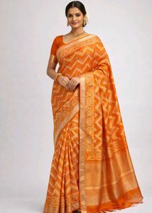 colour changing Orange Saree
