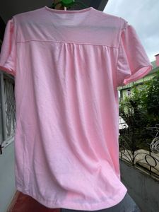 Cute Pink Button-Up Nightgown with shorts