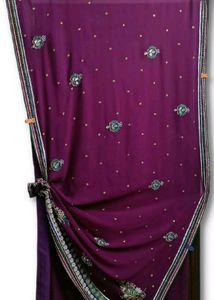 Purple Saree With Heavy Embroidered