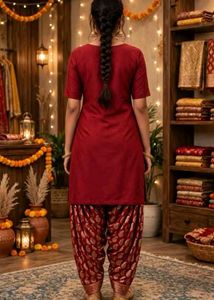 Maroon Kurta Set with Paisley Print Patiala
