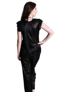 Black Satin Night Suit Set