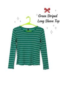 Green Striped Long Sleeve Top