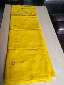 Vibrant Yellow saree with blowse  Embellishments