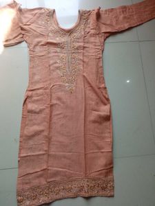 Elegant Peach Embroidered Kurta Set