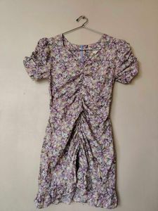 Floral Print Ruched Mini Summer Dress