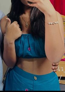 Teal Blue Crop Top and A line skirt coords