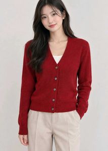 Cozy Red V-Neck Cardigan