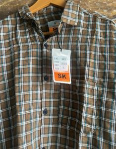 Men's Brown Checkered Shirt