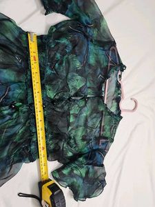 Sheer Green Print Maxi Dress