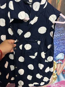 Navy Blue Polka Dot Sleeveless Top