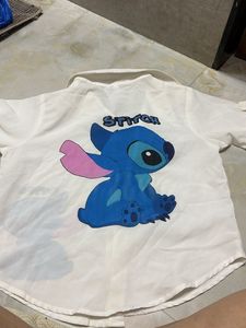 Cute Stitch White Button-Up Shirt