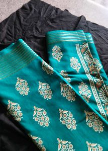 Teal Floral Saree
