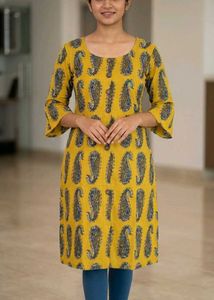 Yellow Paisley Print Kurta