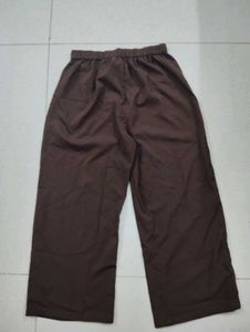 Brown Wide-Leg Pleated Trousers