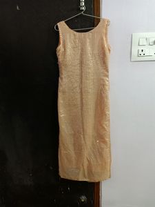 Rose Gold Sequin Work Long Kurta.