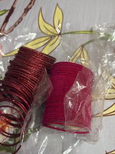 Sparkling Red &amp; Maroon Bangles Set 2 hair band fre